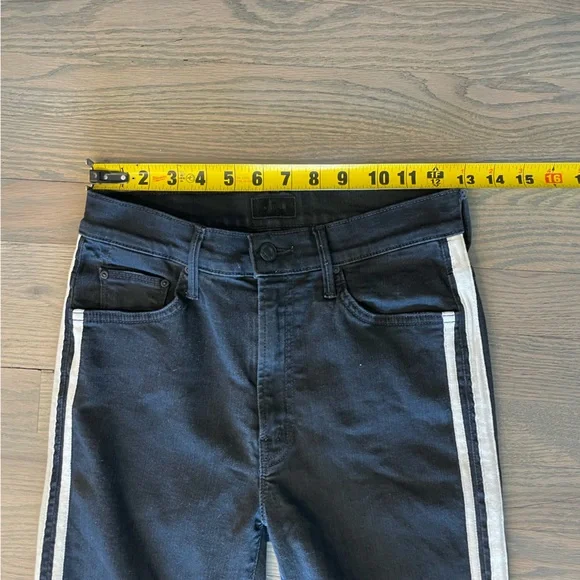 MOTHER The Insider Crop Step Fray Jeans in Guilty Racer Black - Picture 7 of 9